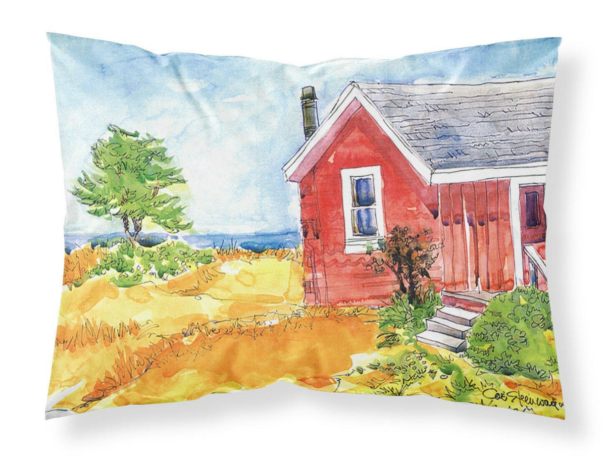 Old Red Cottage at the lake Beach Moisture wicking Fabric standard pillowcase by Caroline&#39;s Treasures