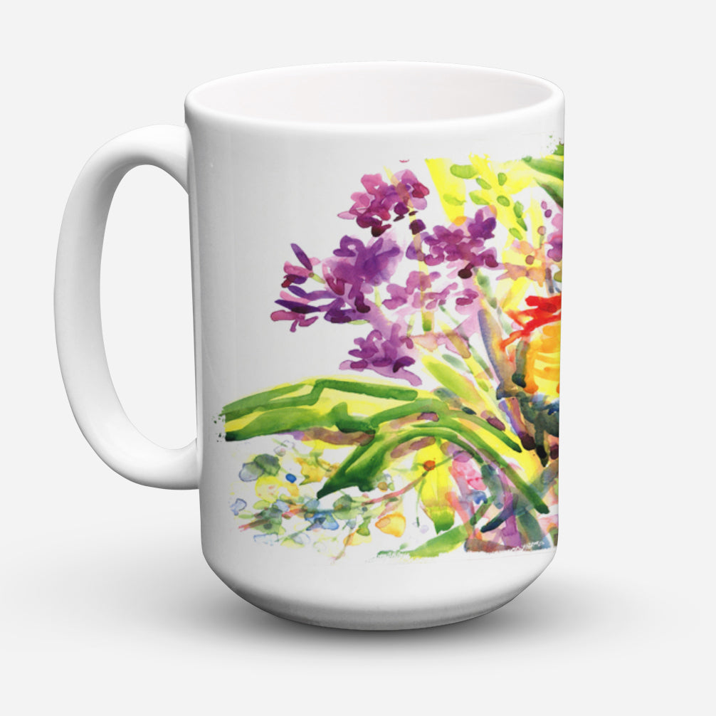 Flower Dishwasher Safe Microwavable Ceramic Coffee Mug 15 ounce 6042CM15