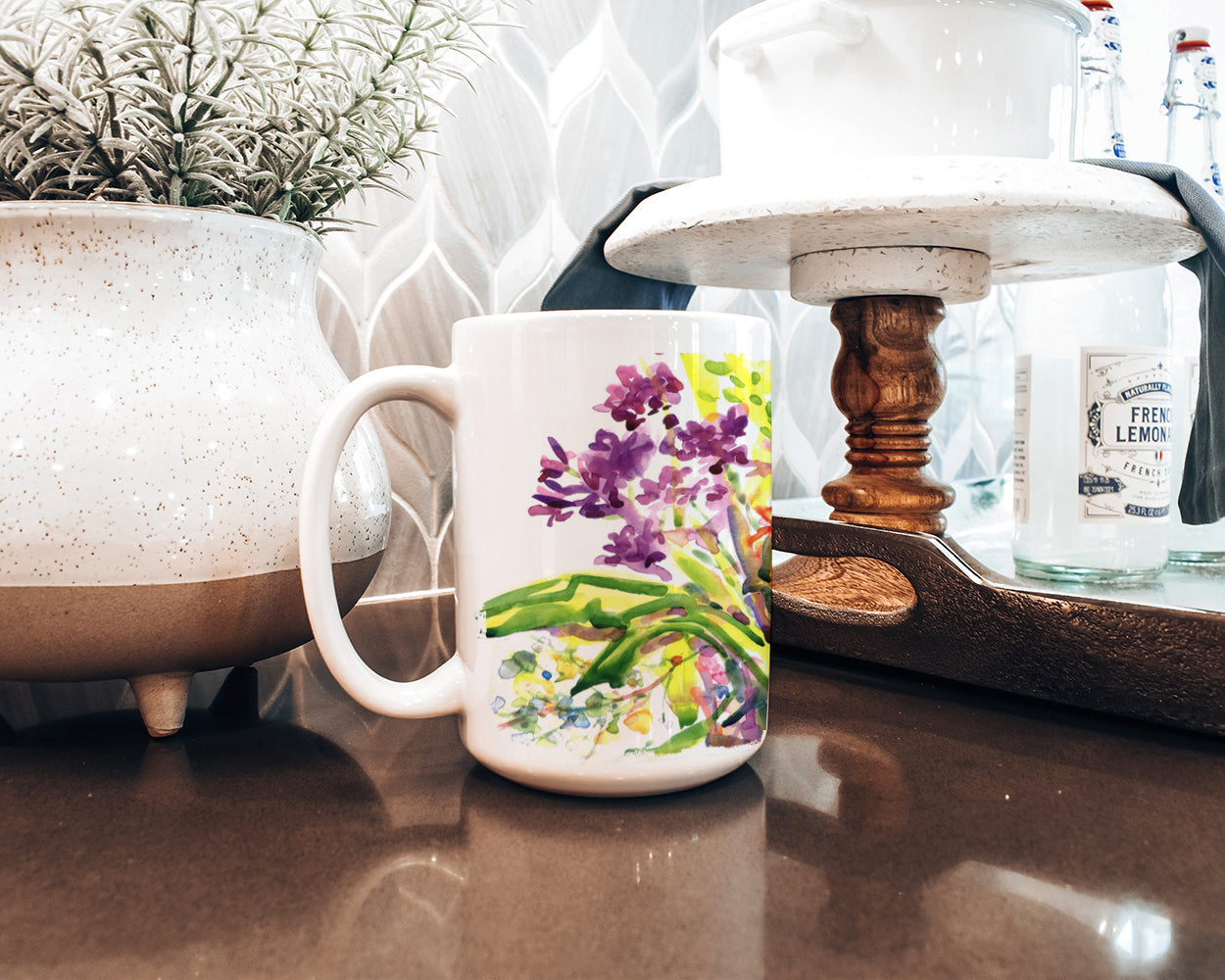 Flower Dishwasher Safe Microwavable Ceramic Coffee Mug 15 ounce 6042CM15  the-store.com.