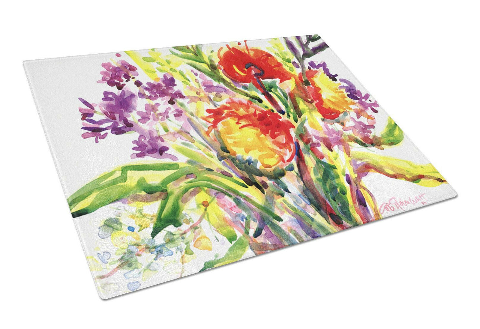 Flower Glass Cutting Board Large by Caroline's Treasures