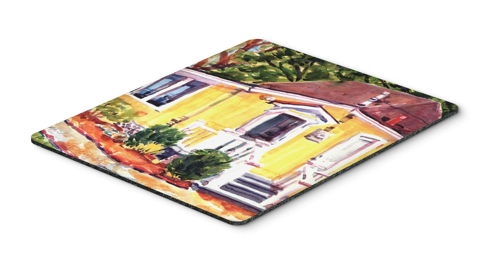 Yellow Cottage Houses Mouse Pad, Hot Pad or Trivet by Caroline's Treasures