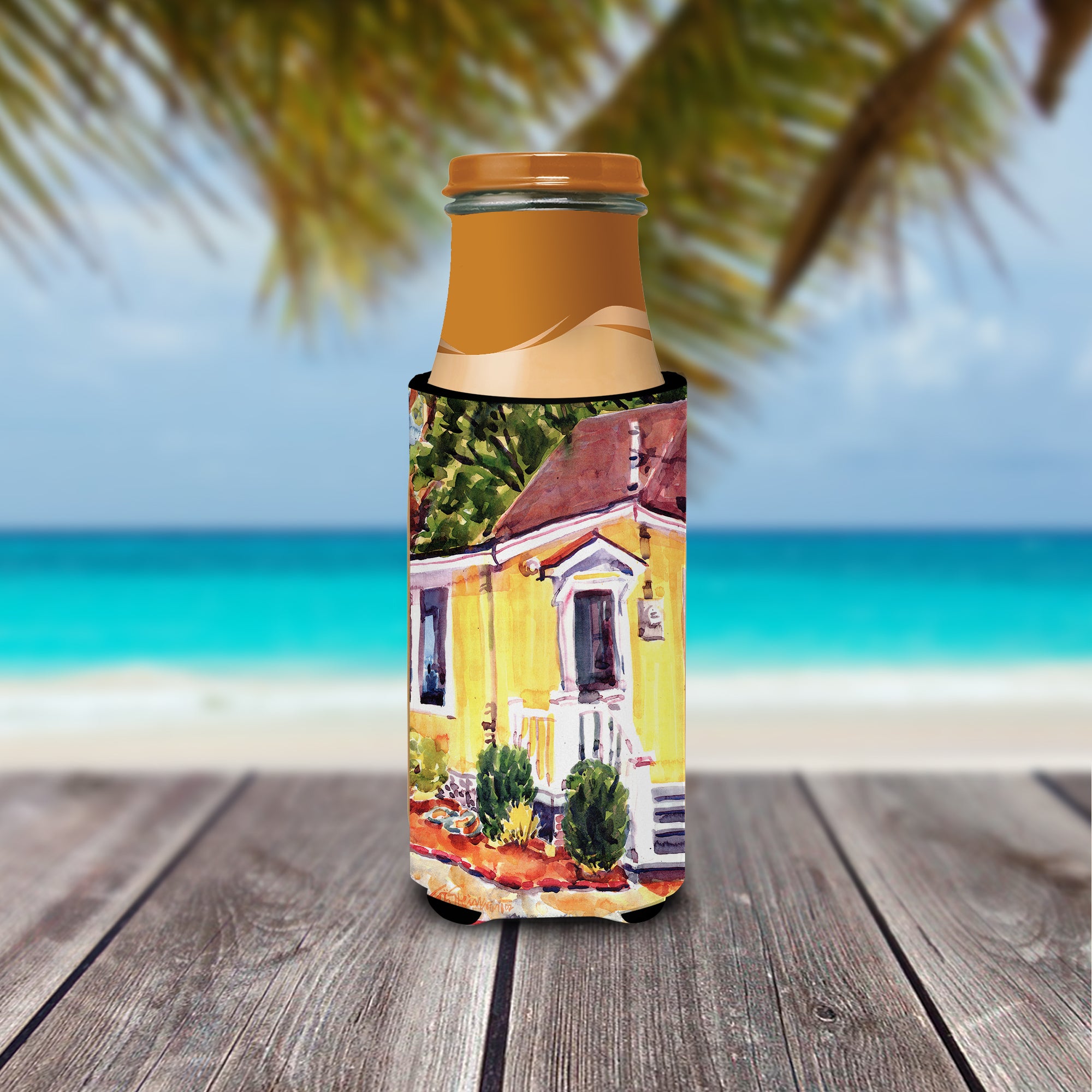 Yellow Cottage at the Beach Ultra Beverage Isolateurs pour canettes minces 6045MUK