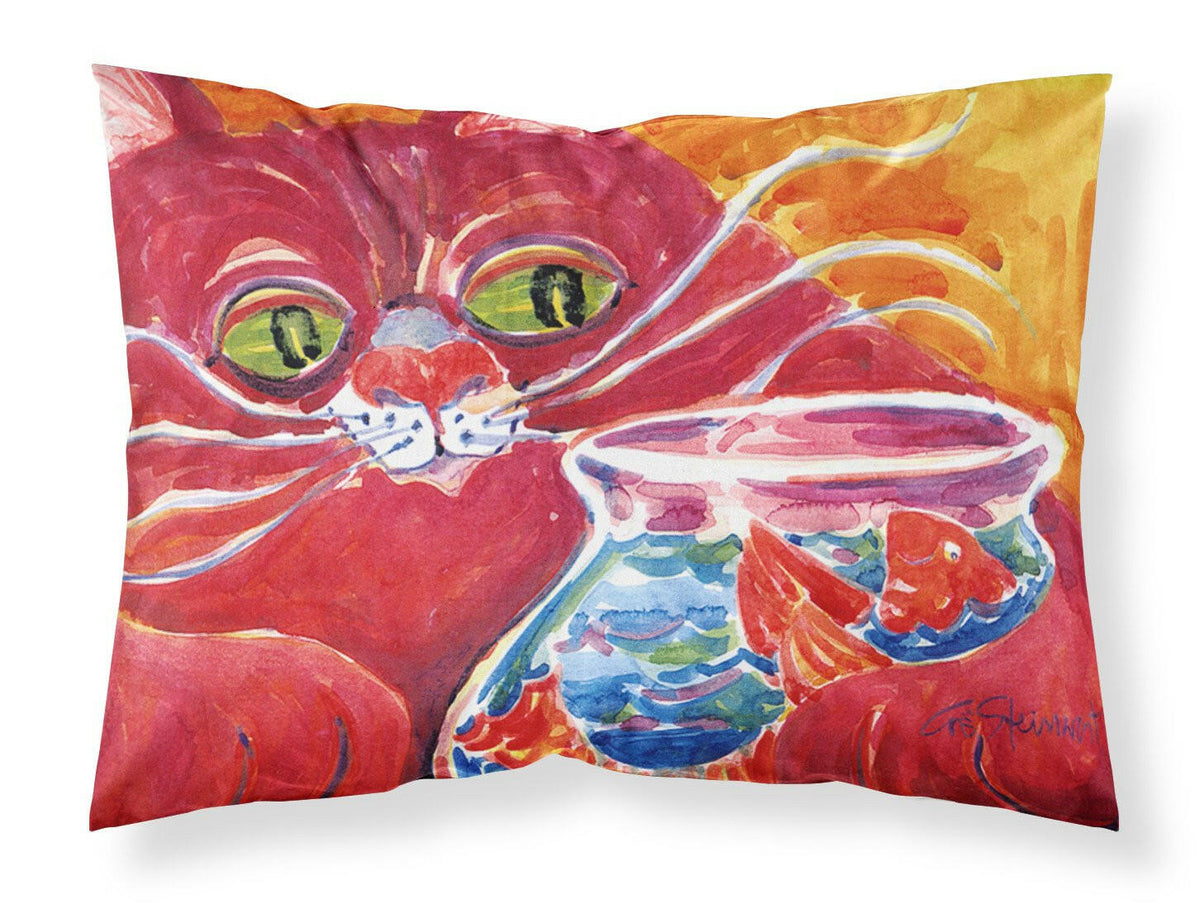 Big Red Cat at the fishbowl Moisture wicking Fabric standard pillowcase by Caroline&#39;s Treasures