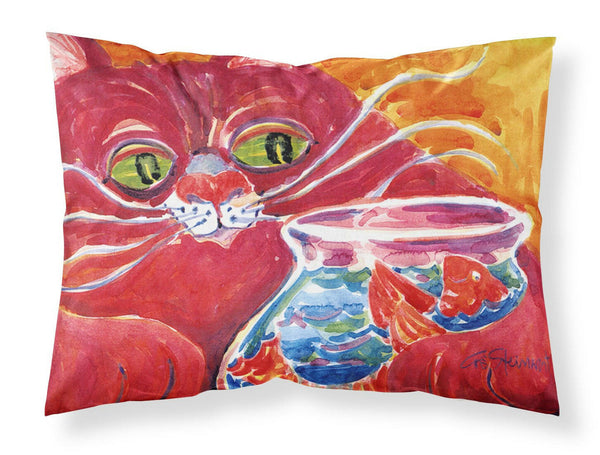 Big Red Cat at the fishbowl Moisture wicking Fabric standard pillowcase by Caroline's Treasures