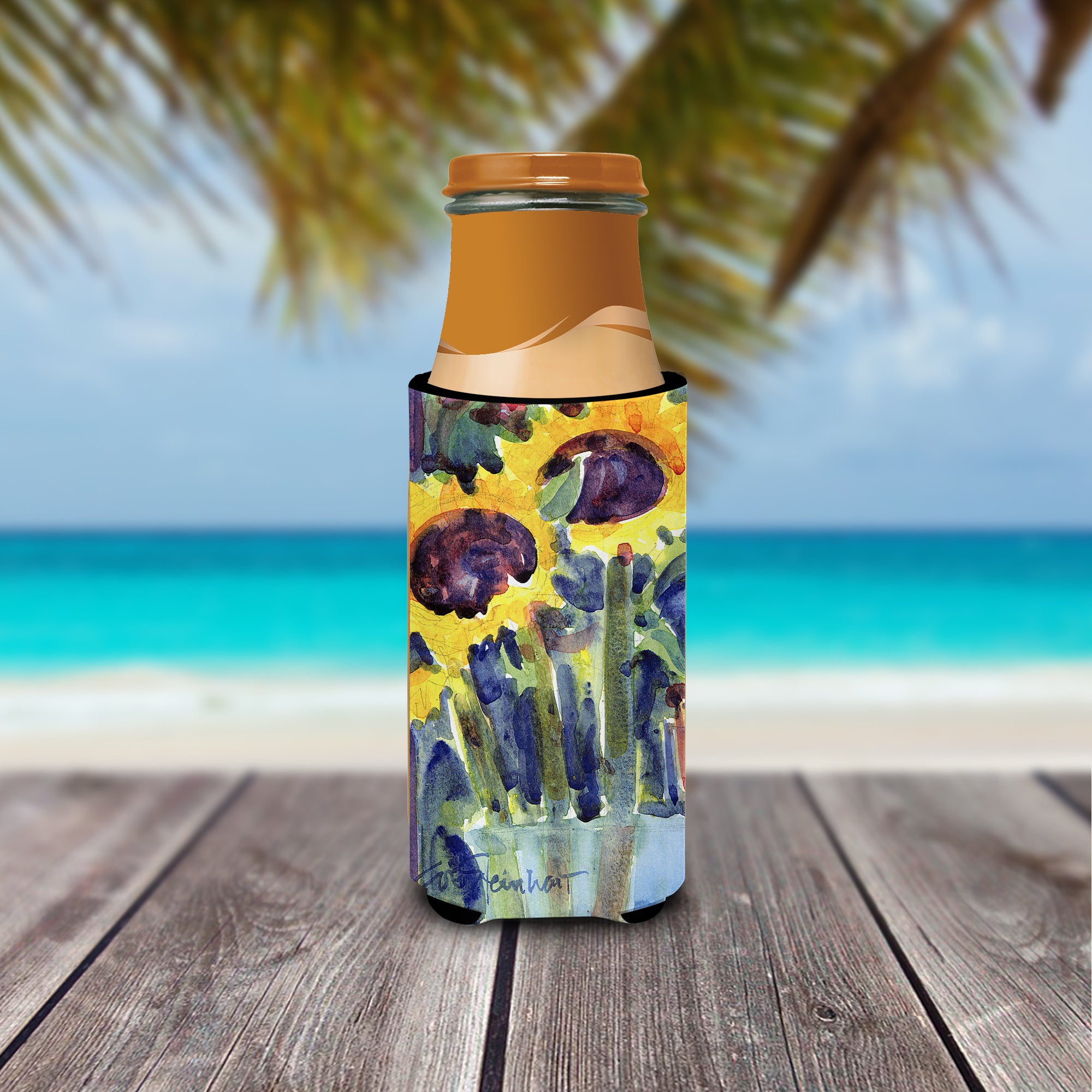 Flower - Sunflower Ultra Beverage Insulators for slim cans 6049MUK.