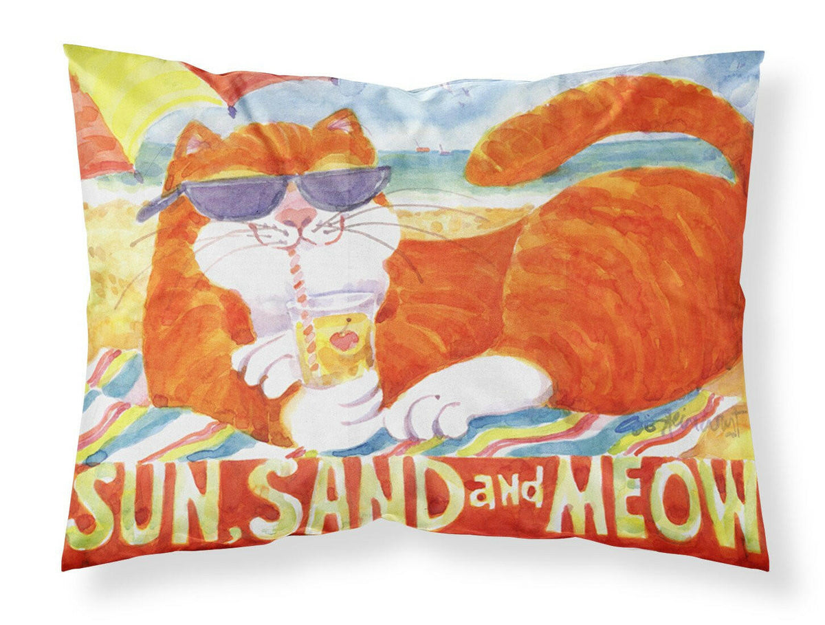 Orange Tabby at the beach Moisture wicking Fabric standard pillowcase by Caroline&#39;s Treasures
