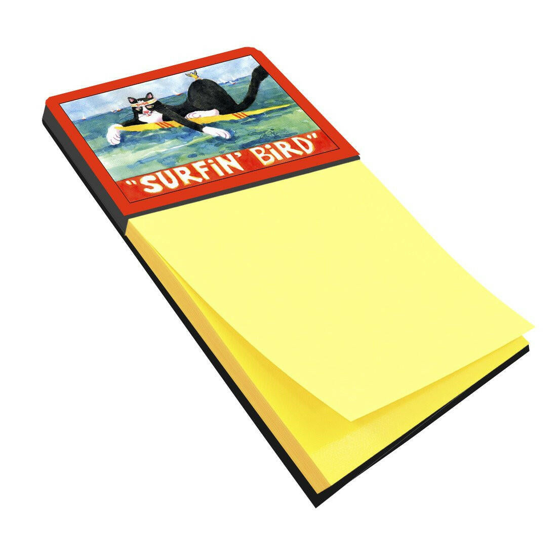 Black and white Cat Surfin Bird Refiillable Sticky Note Holder or Postit Note Dispenser 6051SN by Caroline&#39;s Treasures