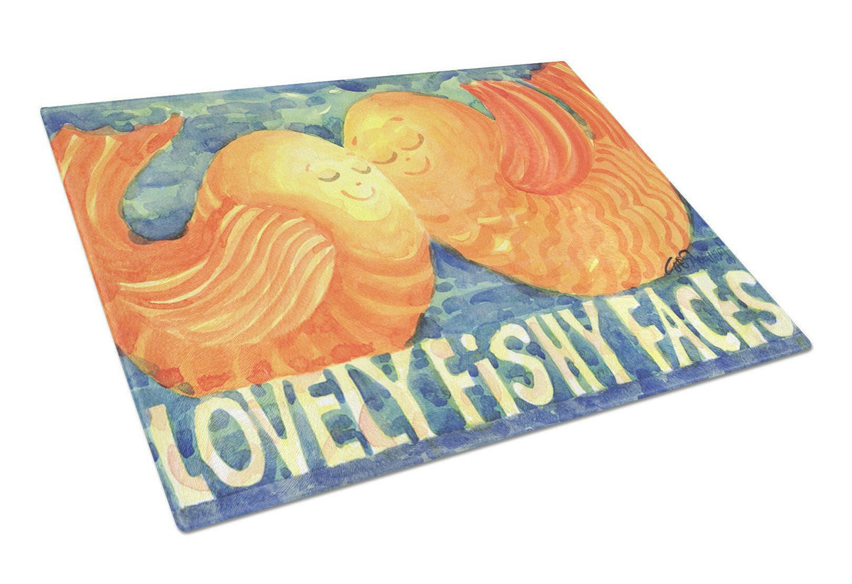 Fish - Kissing Fish Glass Cutting Board Large by Caroline&#39;s Treasures