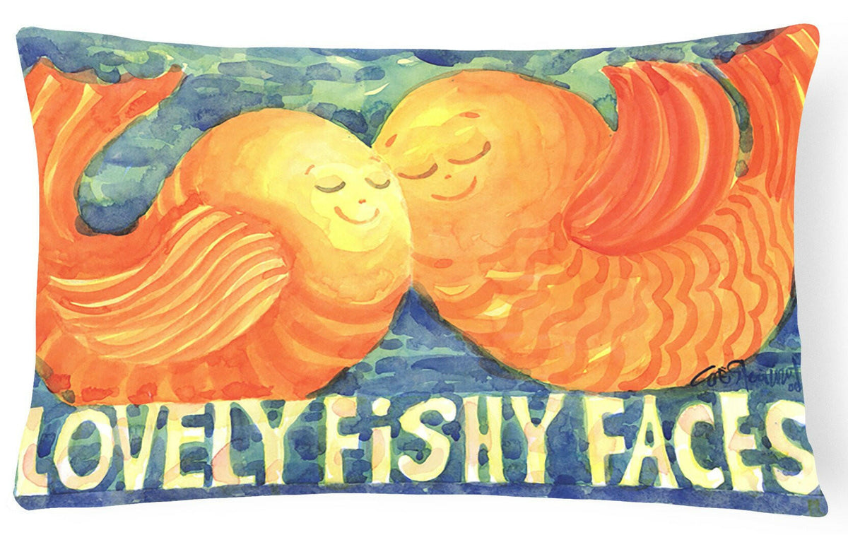 Fish - Kissing Fish Decorative   Canvas Fabric Pillow by Caroline&#39;s Treasures