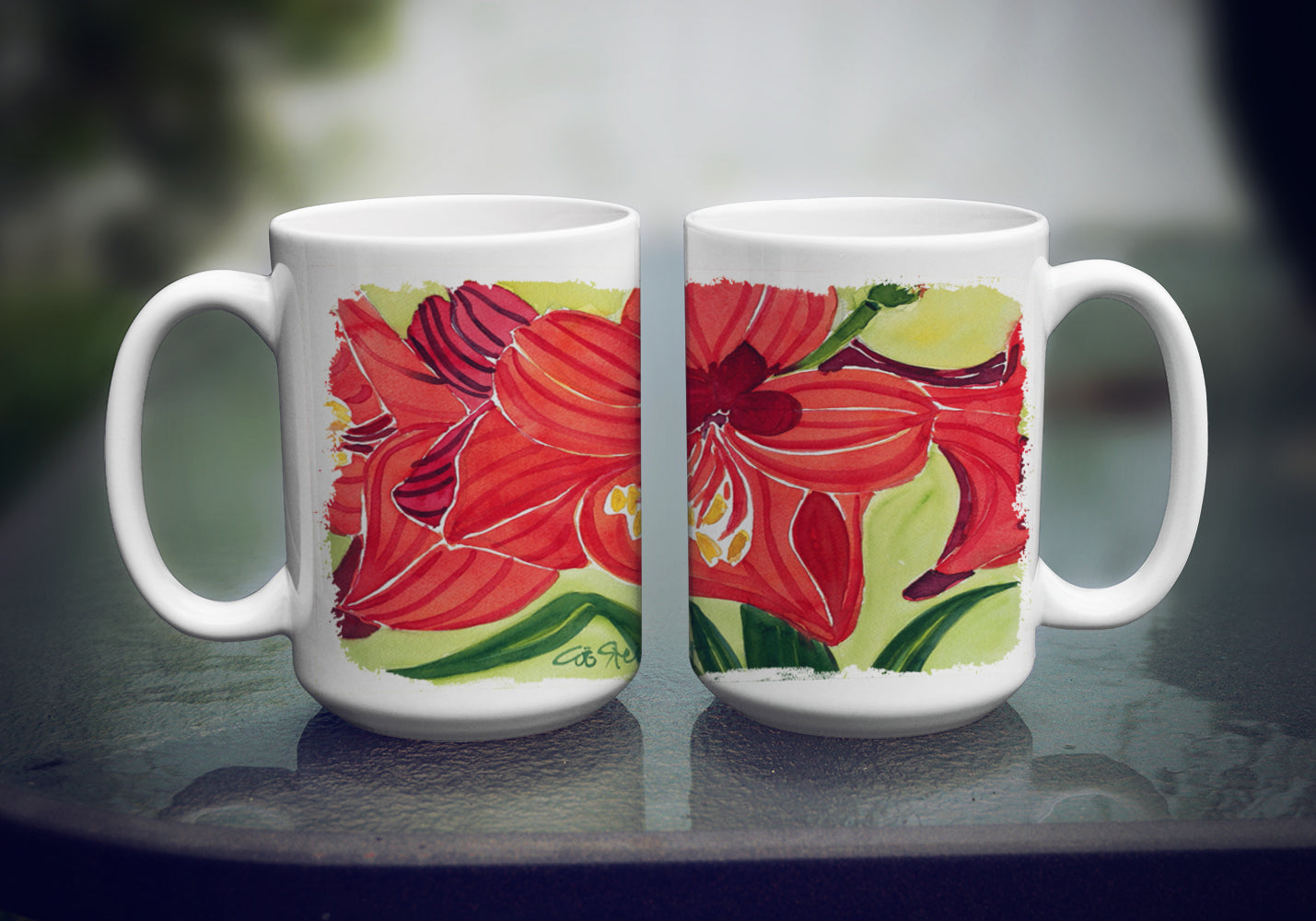 Flower - Amaryllis Dishwasher Safe Microwavable Ceramic Coffee Mug 15 ounce 6055CM15  the-store.com.