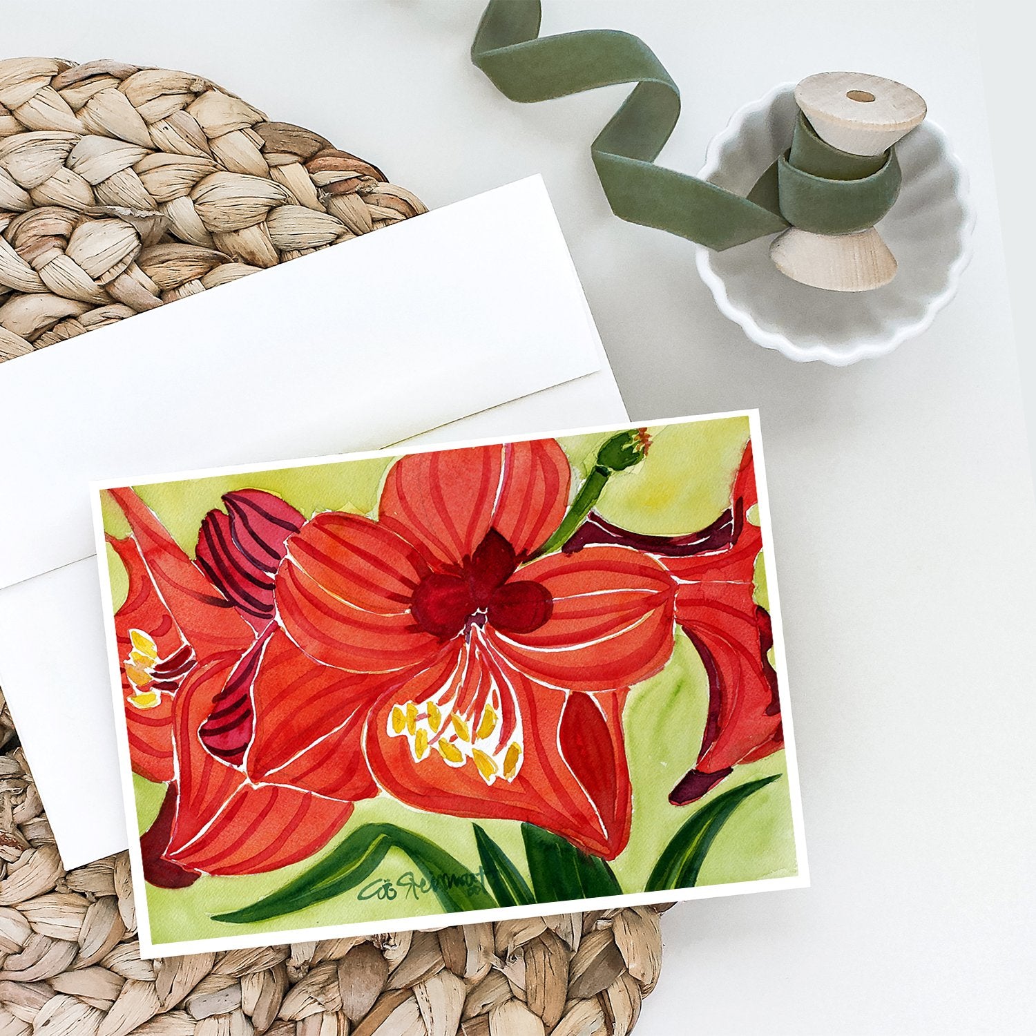 Flower - Amaryllis Greeting Cards and Envelopes Pack of 8 - the-store.com