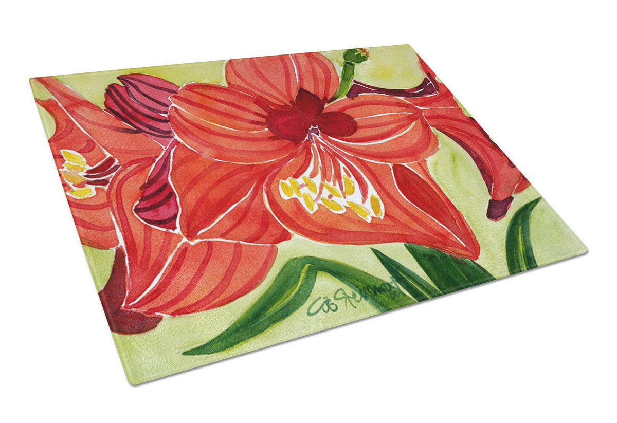 Flower - Amaryllis Glass Cutting Board Large by Caroline&#39;s Treasures