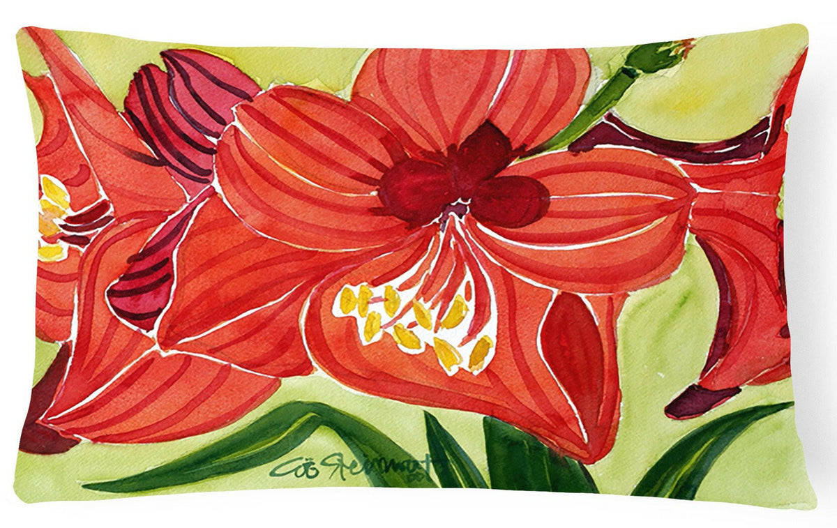 Flower - Amaryllis Decorative   Canvas Fabric Pillow by Caroline&#39;s Treasures