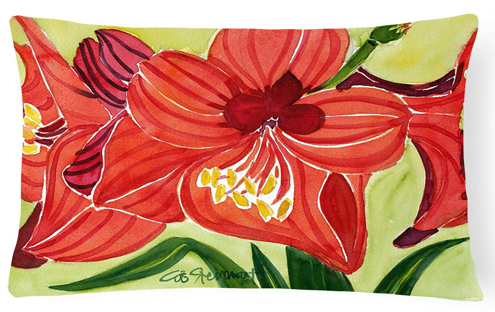 Flower - Amaryllis Decorative   Canvas Fabric Pillow by Caroline's Treasures
