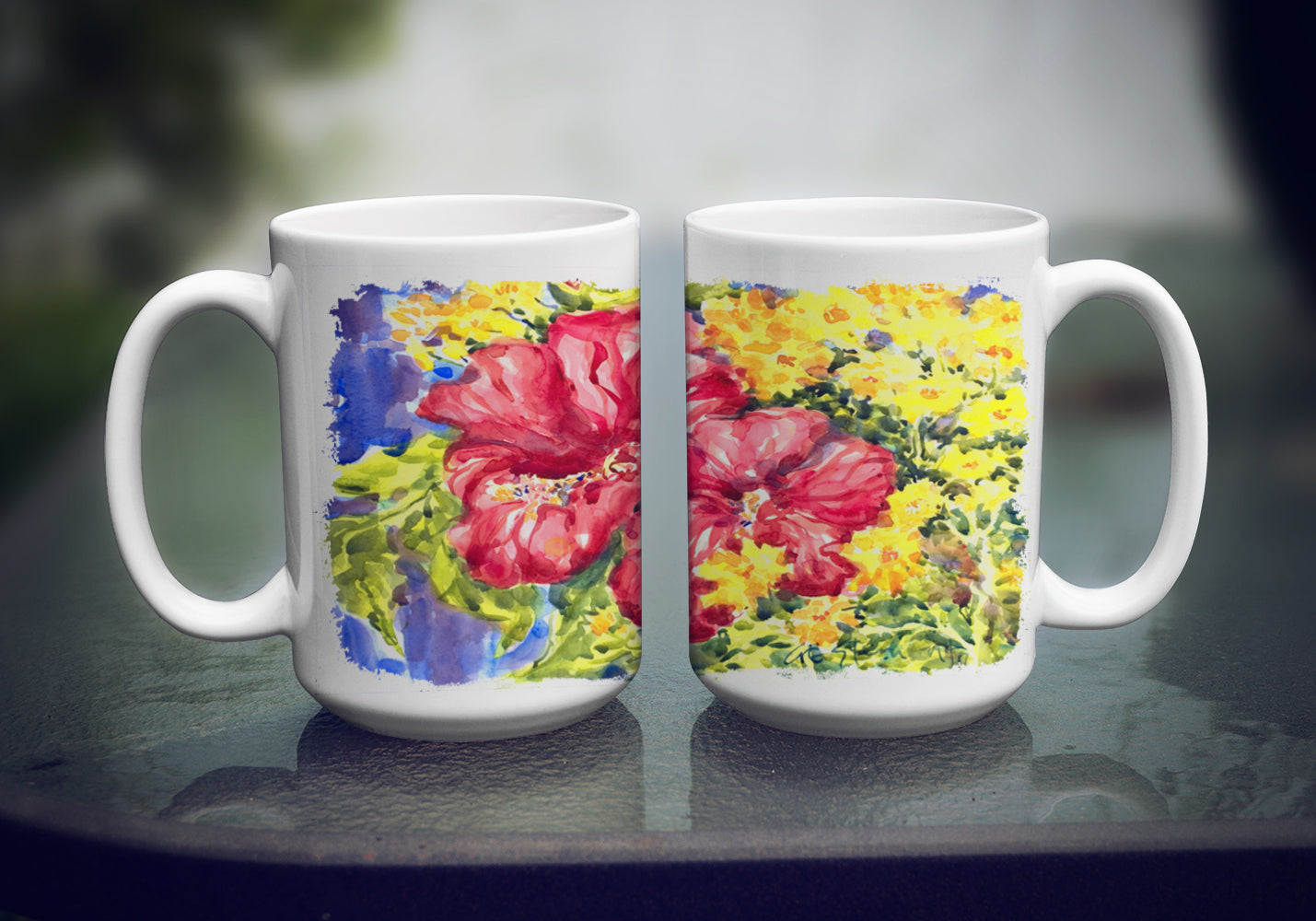 Flower - Hibiscus Dishwasher Safe Microwavable Ceramic Coffee Mug 15 ounce 6056CM15  the-store.com.