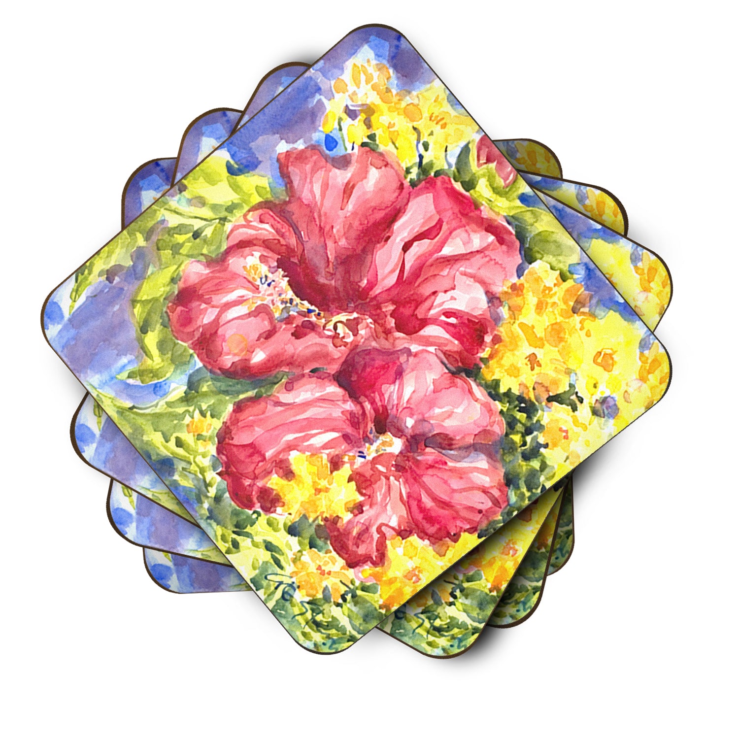 Set of 4 Flower - Hibiscus Foam Coasters - the-store.com