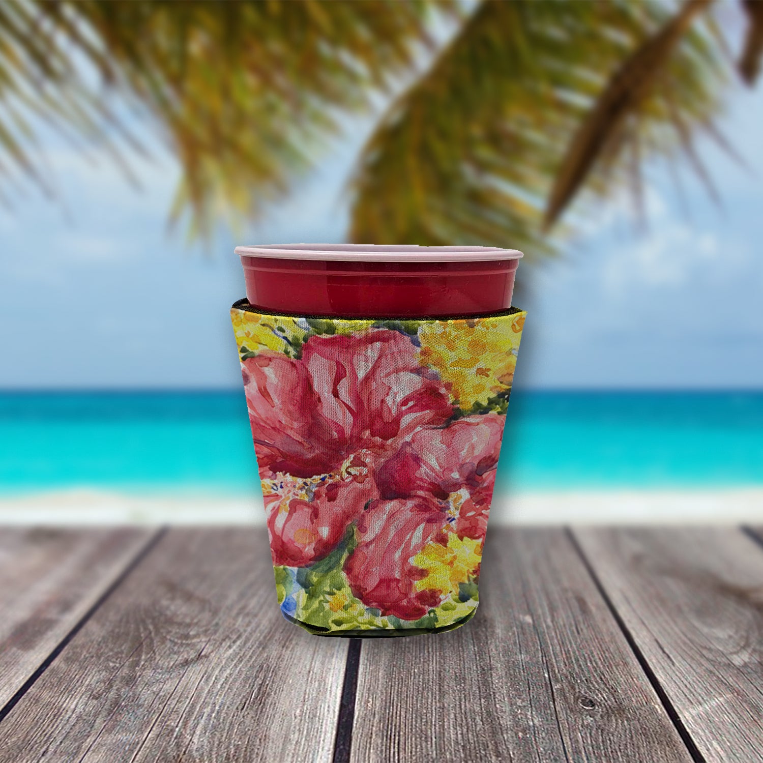 Flower - Hibiscus Red Cup Beverage Insulator Hugger