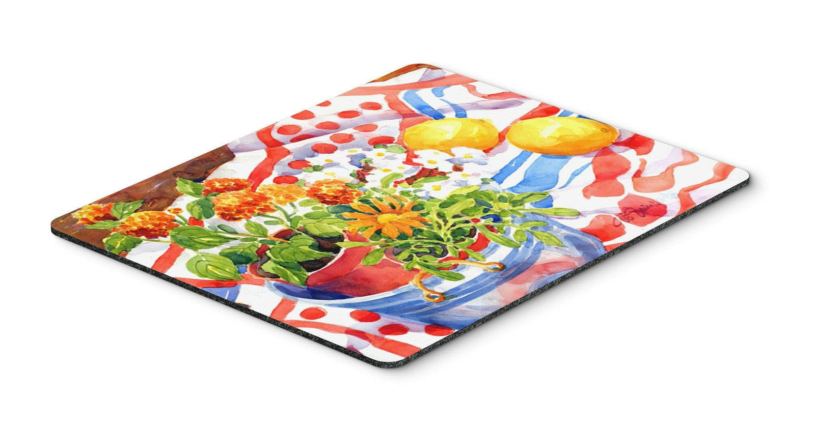 Flowers with a side of lemons  Mouse pad, hot pad, or trivet by Caroline's Treasures