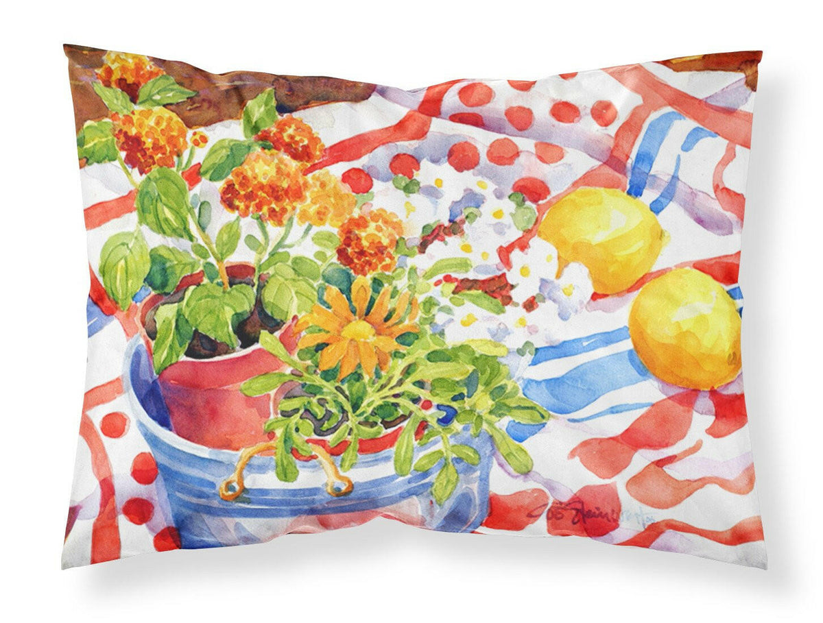 Flowers with a side of lemons  Moisture wicking Fabric standard pillowcase by Caroline&#39;s Treasures