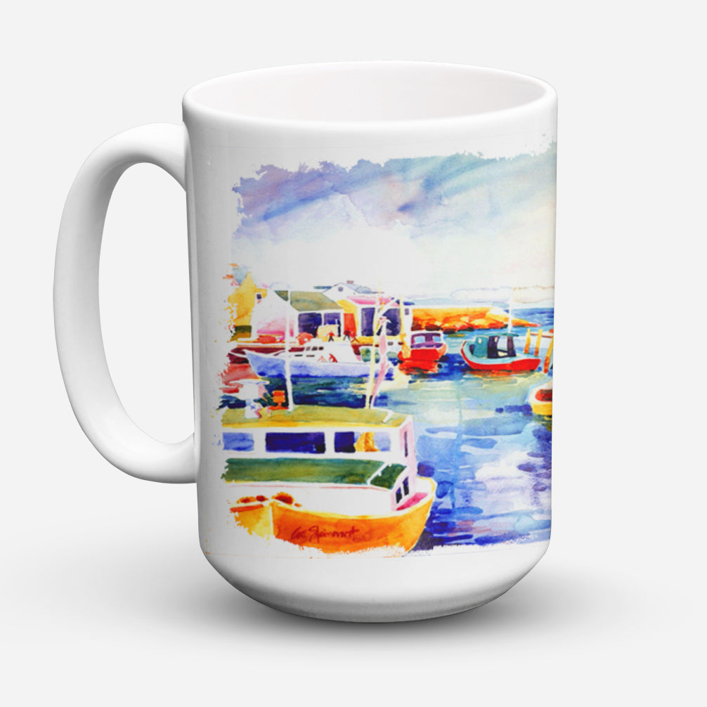 Boats at Harbour with a view Dishwasher Safe Microwavable Ceramic Coffee Mug 15 ounce 6059CM15  the-store.com.