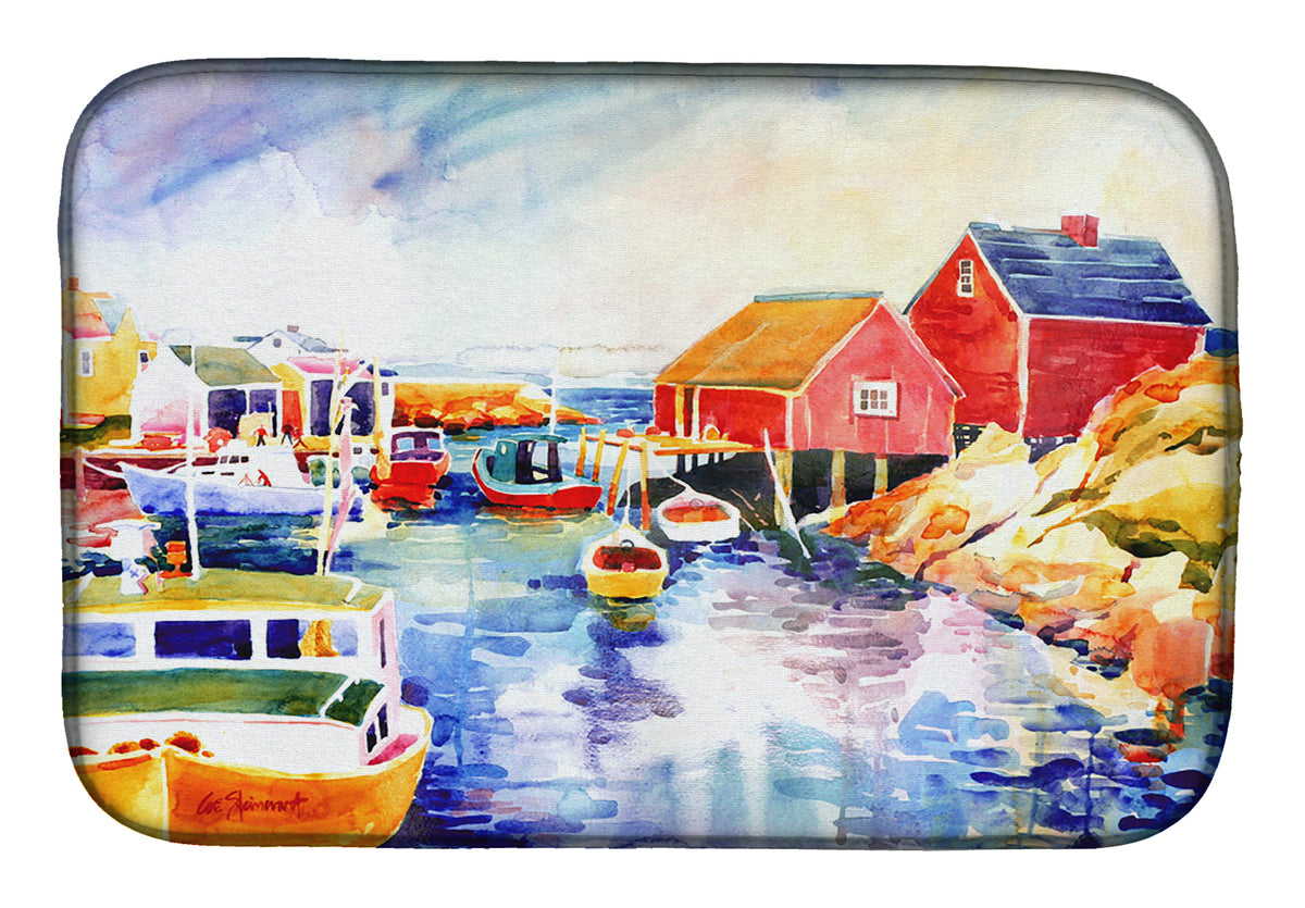 Boats at Harbour with a view Dish Drying Mat 6059DDM  the-store.com.