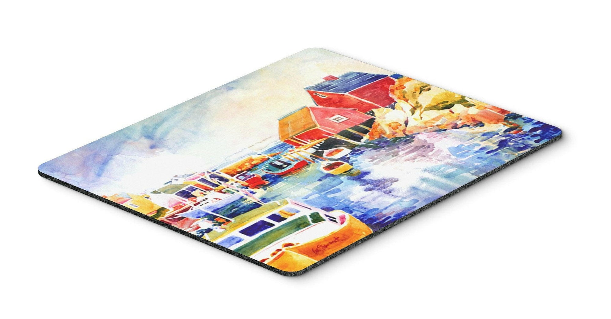 Boats at Harbour with a view Mouse pad, hot pad, or trivet by Caroline's Treasures