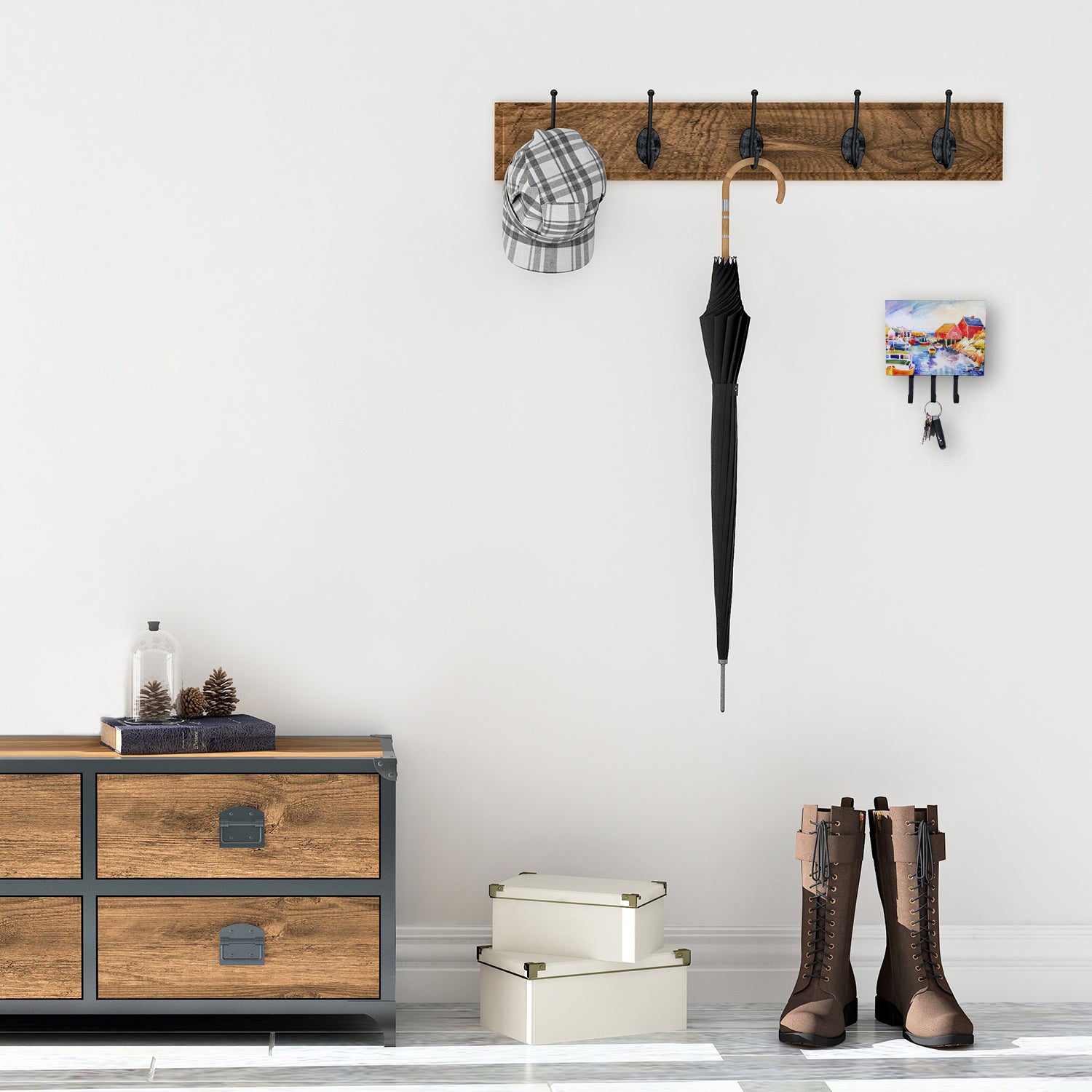 Caroline's Treasures Boats at Harbour with a view Leash Holder or Key Hook