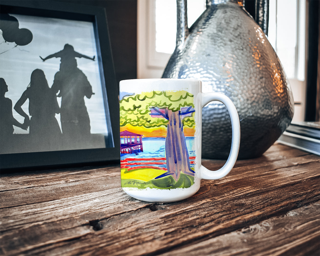 Dock at the pier Dishwasher Safe Microwavable Ceramic Coffee Mug 15 ounce 6060CM15  the-store.com.