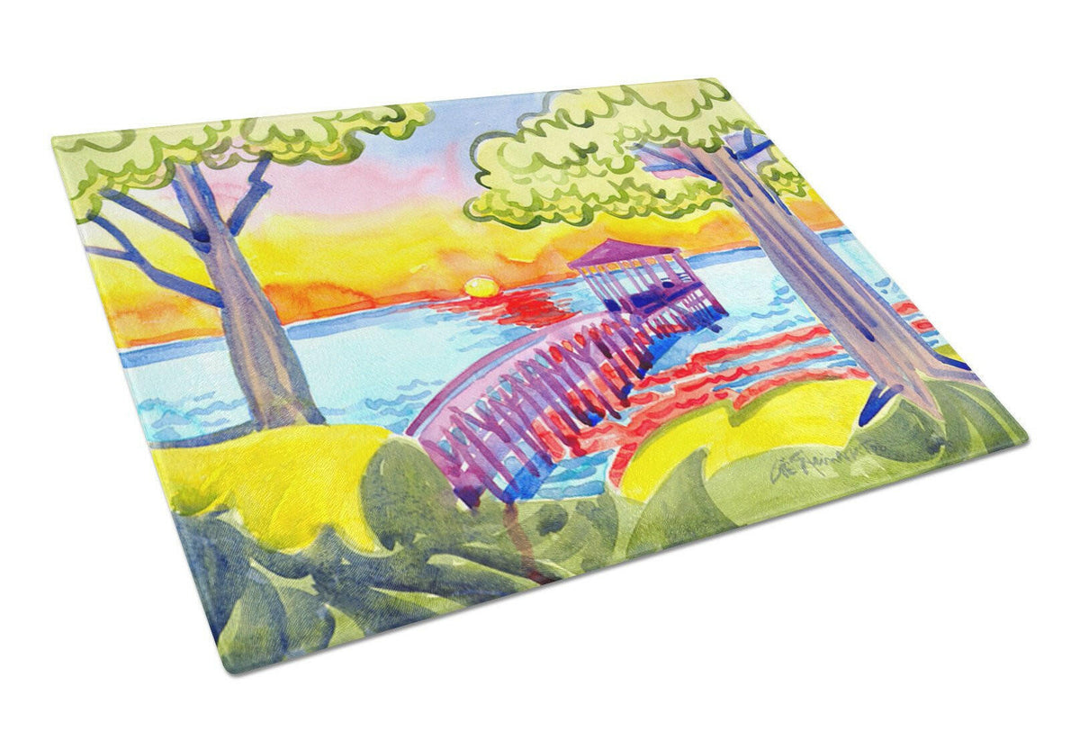 Dock at the pier Glass Cutting Board Large by Caroline&#39;s Treasures