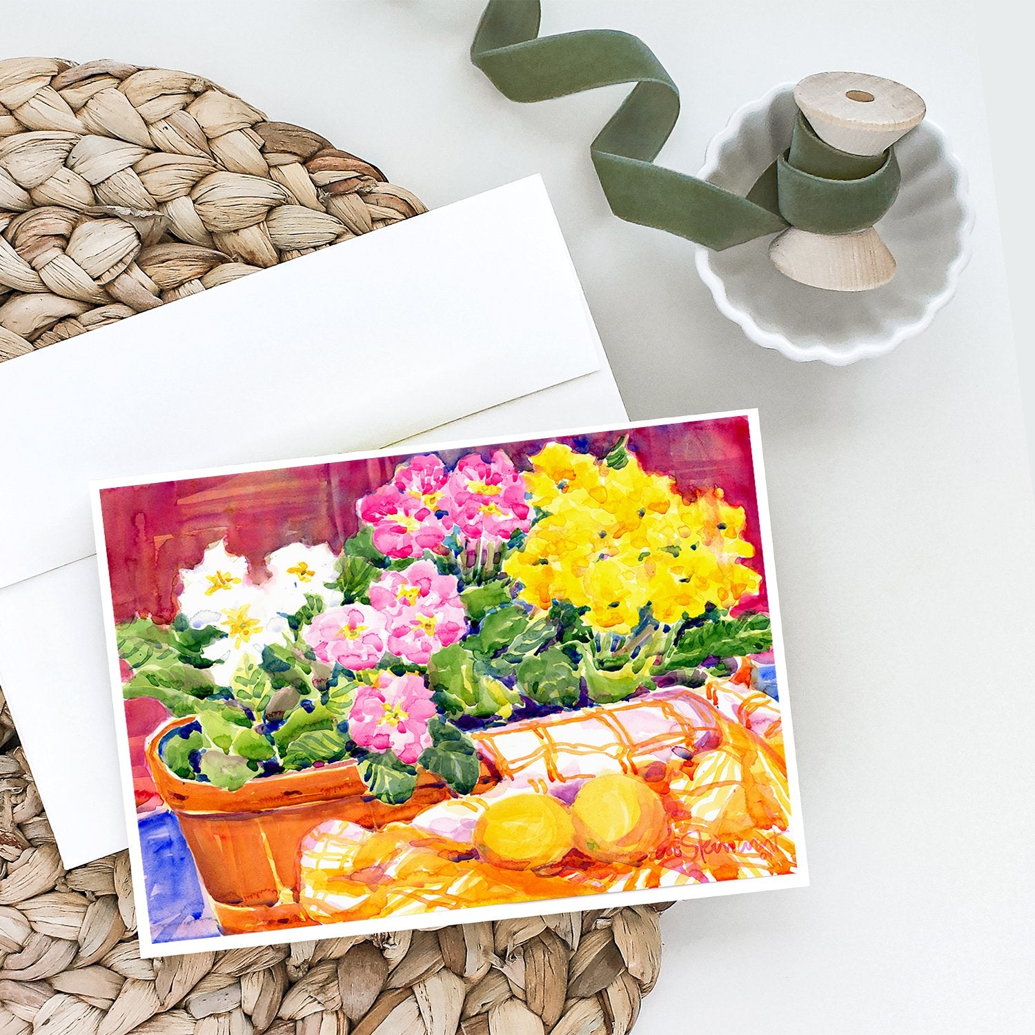 Flower - Primroses Greeting Cards and Envelopes Pack of 8 - the-store.com