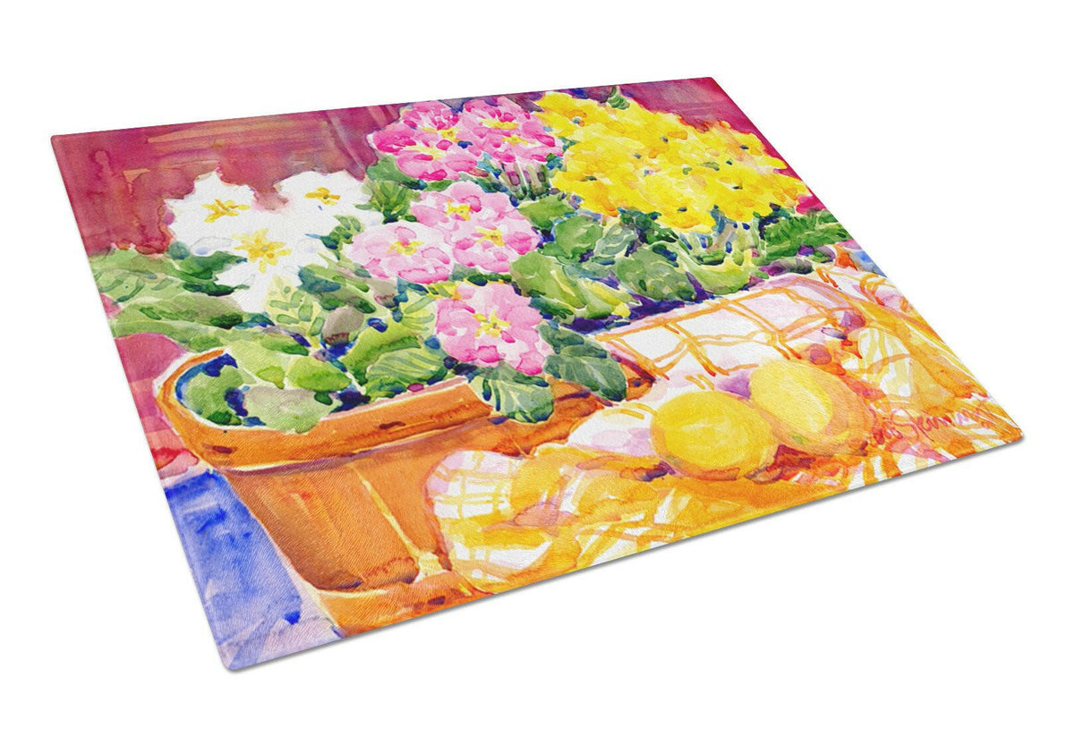 Flower - Primroses Glass Cutting Board Large by Caroline&#39;s Treasures