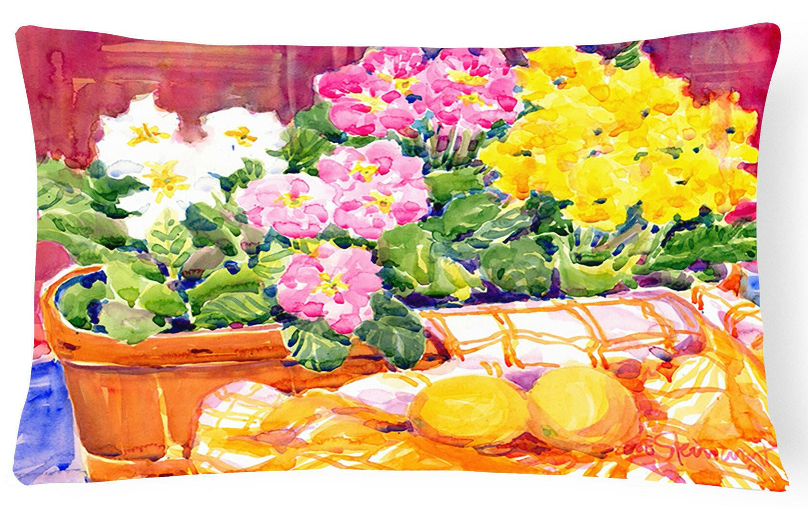Flower - Primroses Decorative   Canvas Fabric Pillow by Caroline's Treasures