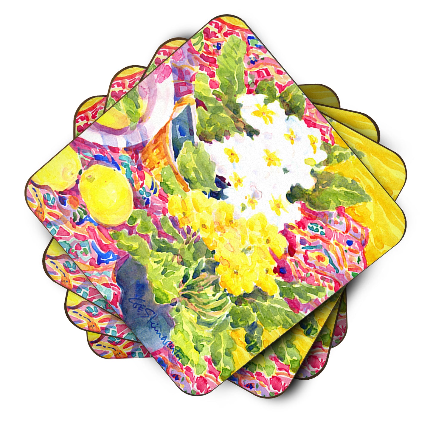 Set of 4 Flower - Primroses Foam Coasters - the-store.com