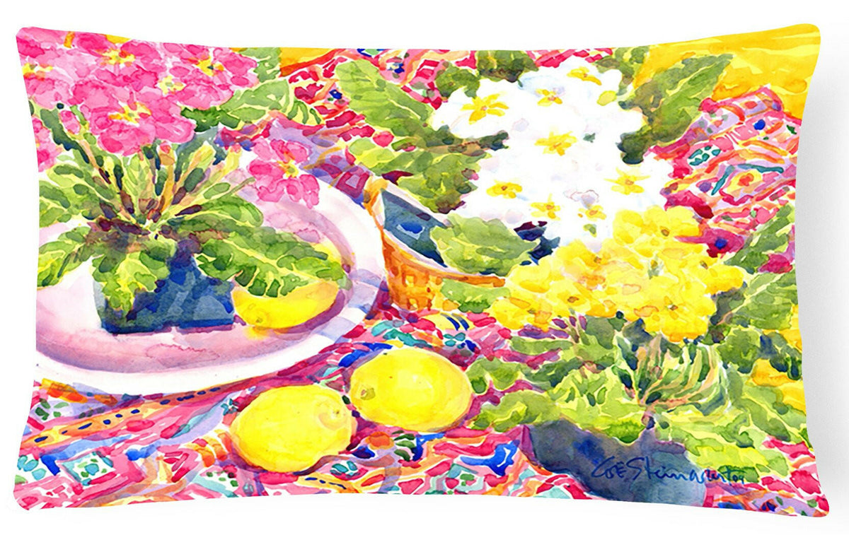 Flower - Primroses Decorative   Canvas Fabric Pillow by Caroline&#39;s Treasures