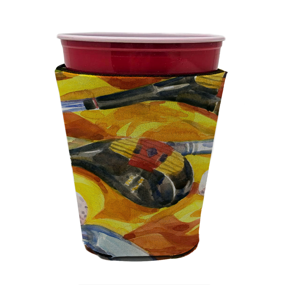 Golf Clubs Golfer Red Cup Beverage Insulator Hugger  the-store.com.