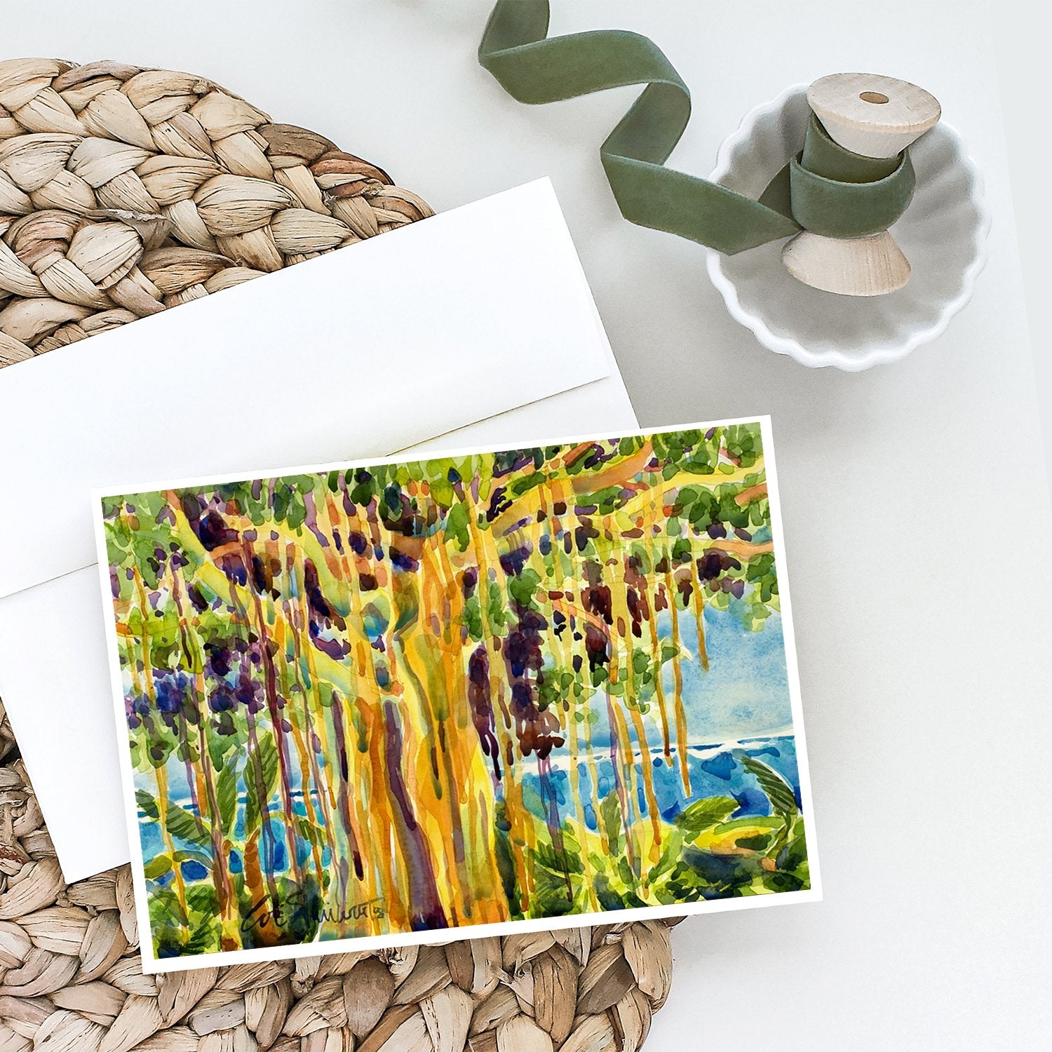 Tree - Banyan Tree Greeting Cards and Envelopes Pack of 8 - the-store.com