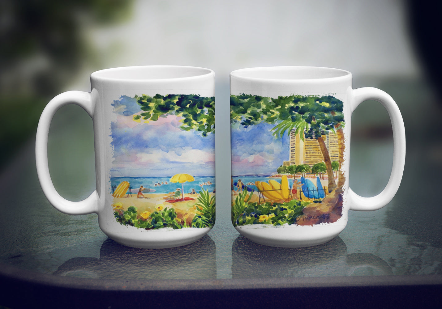 Beach Resort view from the condo Dishwasher Safe Microwavable Ceramic Coffee Mug 15 ounce 6065CM15  the-store.com.