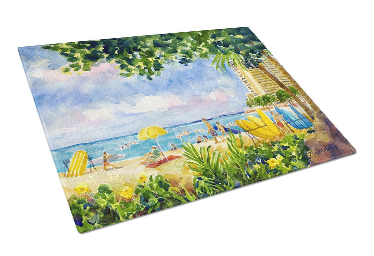Beach Resort view from the condo  Glass Cutting Board Large by Caroline&#39;s Treasures
