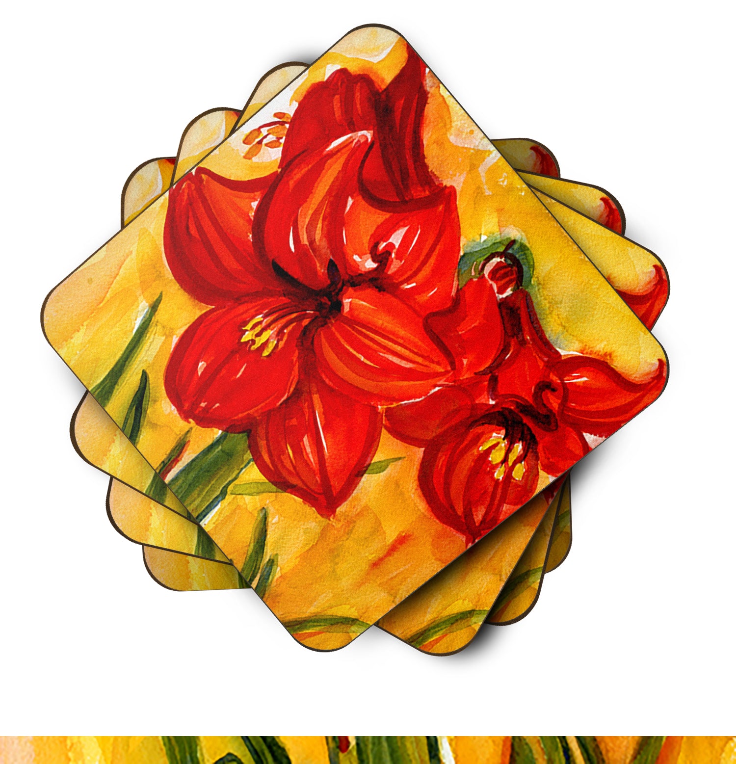 Set of 4 Flower - Amaryllis Foam Coasters - the-store.com