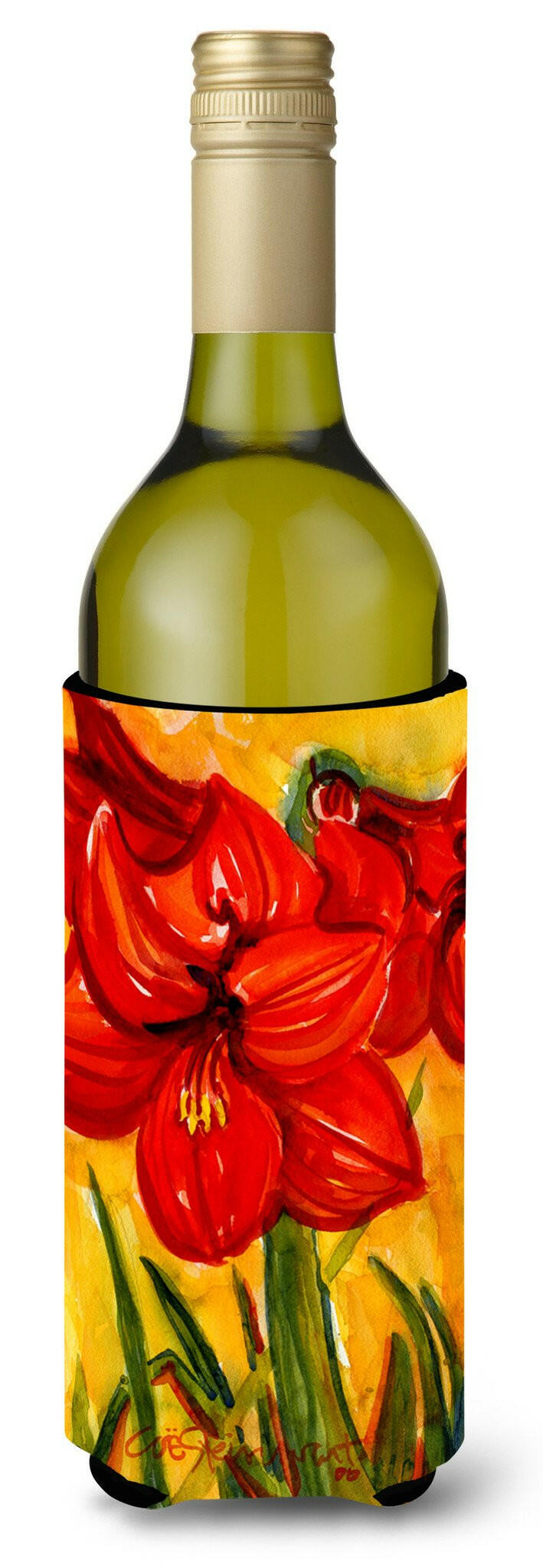 Flower - Amaryllis Wine Bottle Beverage Insulator Beverage Insulator Hugger by Caroline&#39;s Treasures