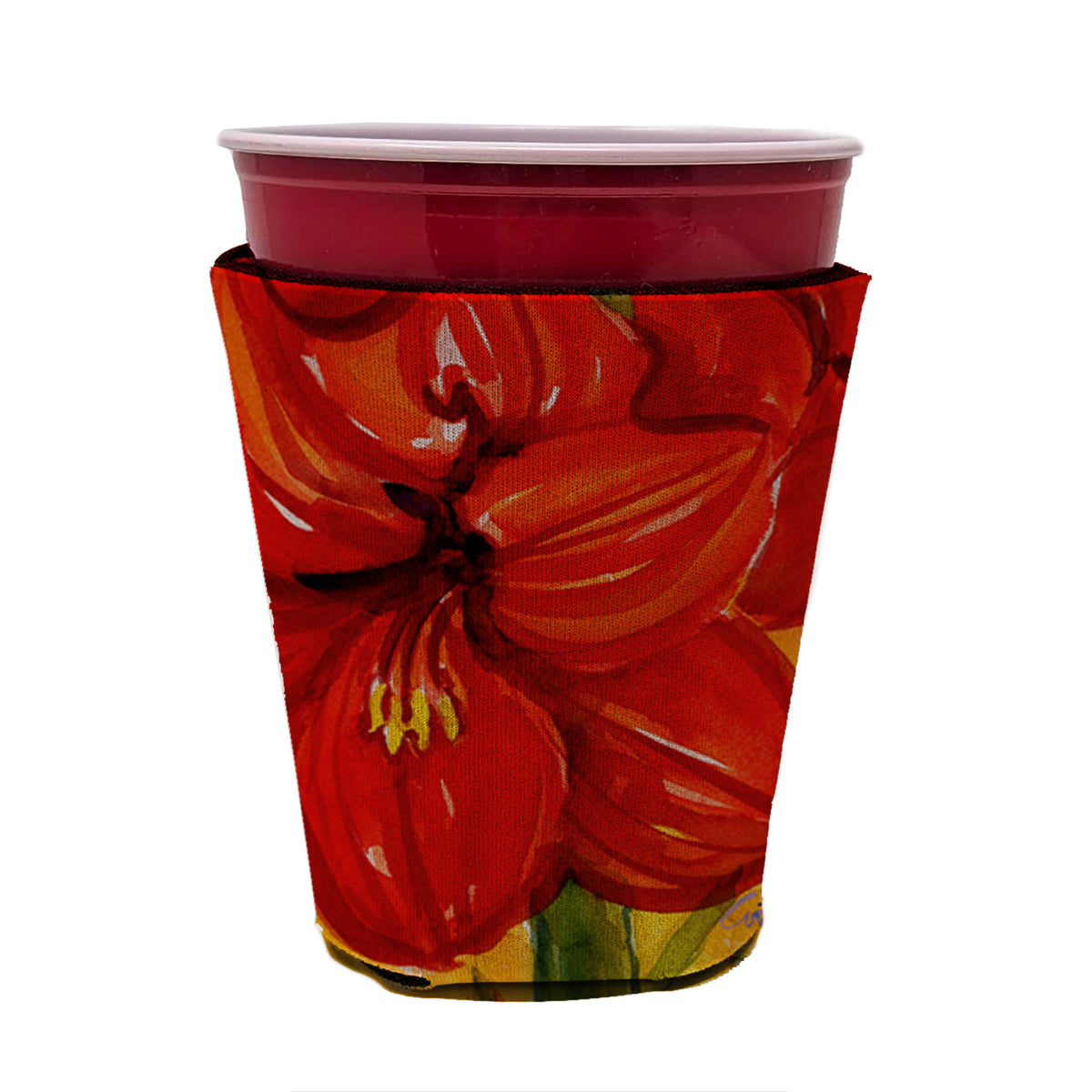 Flower - Amaryllis Red Cup Beverage Insulator Hugger