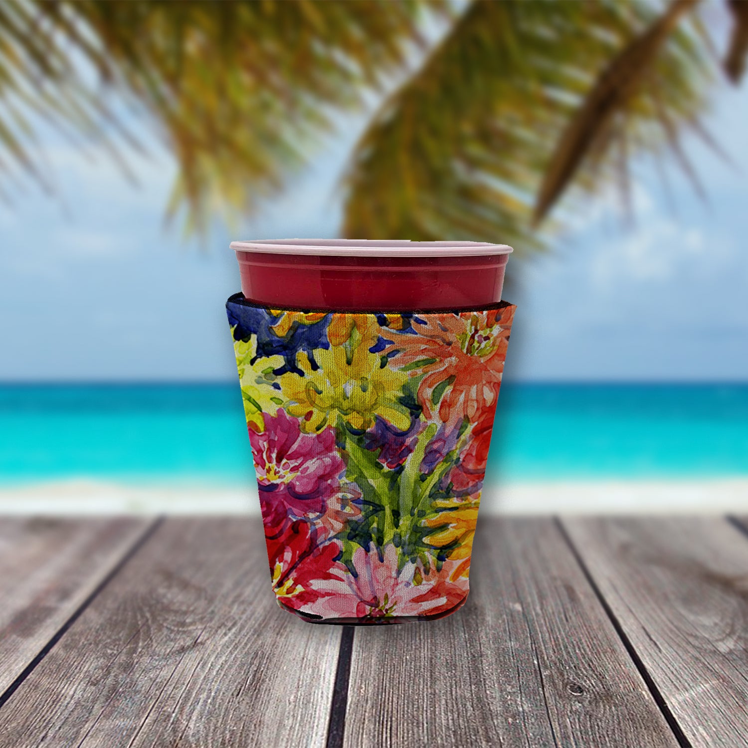Flower - Gerber Daisies Red Cup Beverage Insulator Hugger  the-store.com.