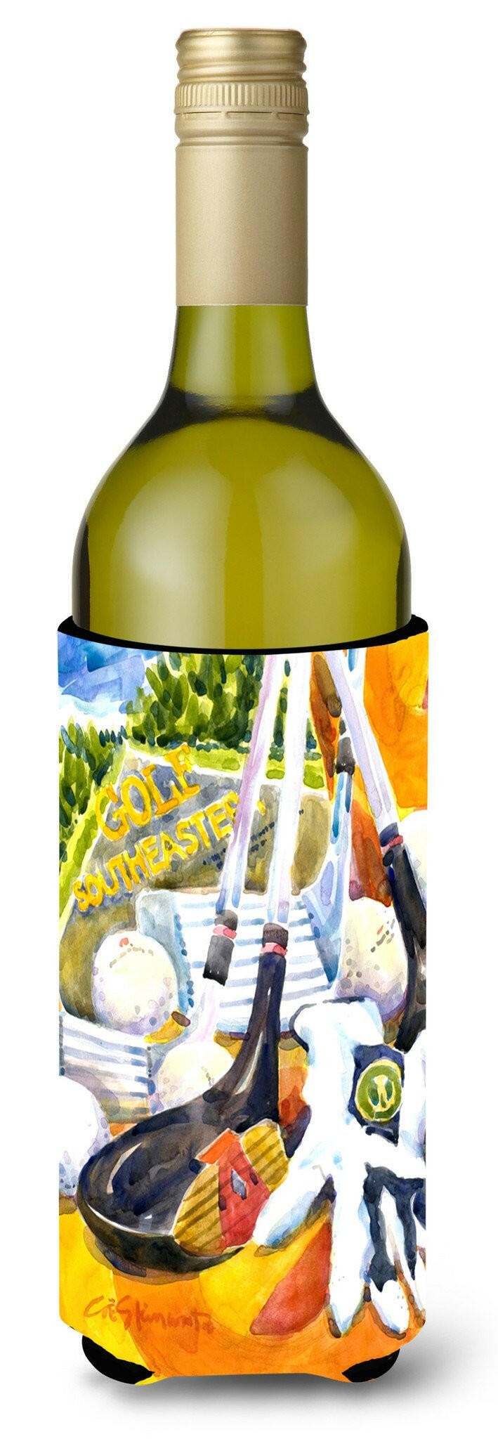 Golf Clubs, Ball and Glove Wine Bottle Beverage Insulator Beverage Insulator Hugger by Caroline&#39;s Treasures