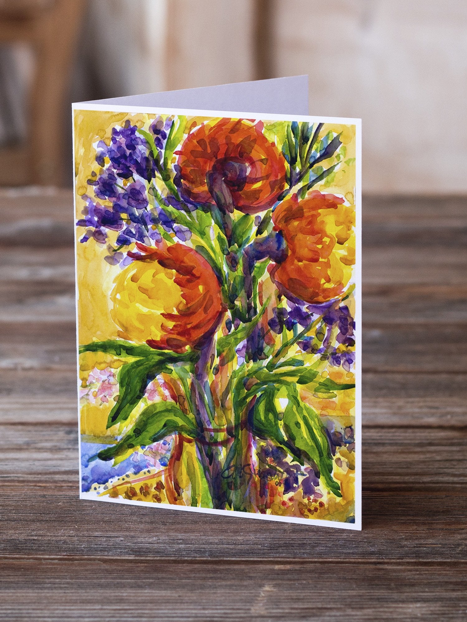 Flower Greeting Cards and Envelopes Pack of 8 - the-store.com