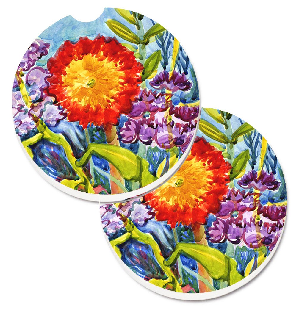 Flower - Sunflower Set of 2 Cup Holder Car Coasters 6075CARC by Caroline&#39;s Treasures