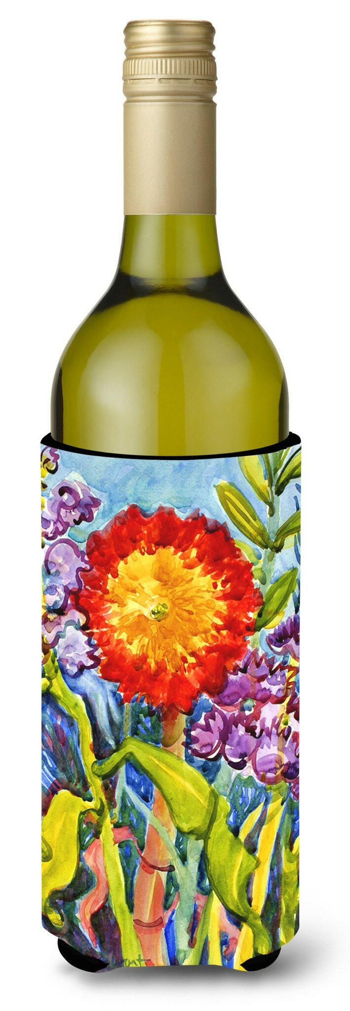 Flower - Sunflower Wine Bottle Beverage Insulator Beverage Insulator Hugger 6075LITERK by Caroline&#39;s Treasures