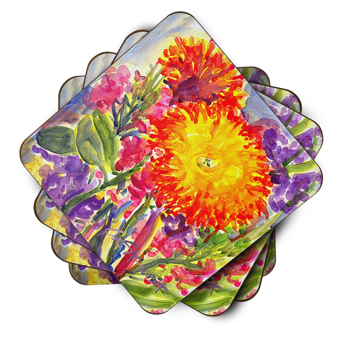 Set of 4 Flower - Aster Foam Coasters - the-store.com