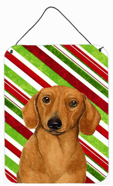 Dachshund Candy Cane Holiday Christmas Wall or Door Hanging Prints by Caroline's Treasures