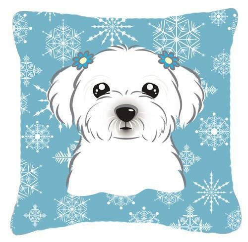Snowflake Maltese Fabric Decorative Pillow BB1642PW1414 - the-store.com