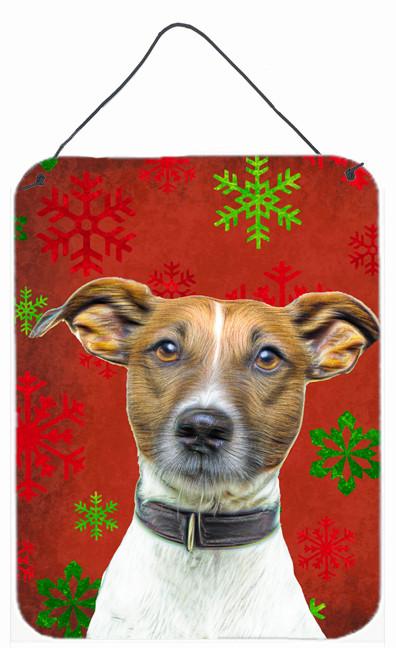 Red Snowflakes Holiday Christmas  Jack Russell Terrier Wall or Door Hanging Prints KJ1183DS1216 by Caroline's Treasures